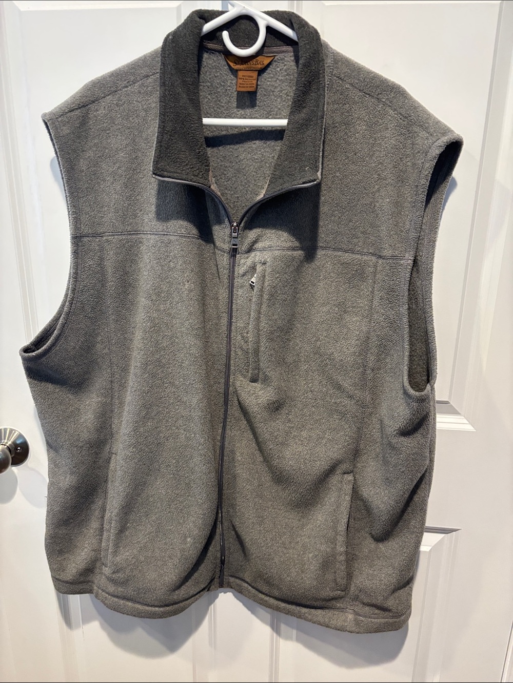 St. John's Bay Gray Fleece Vest with Zip Chest Pocket